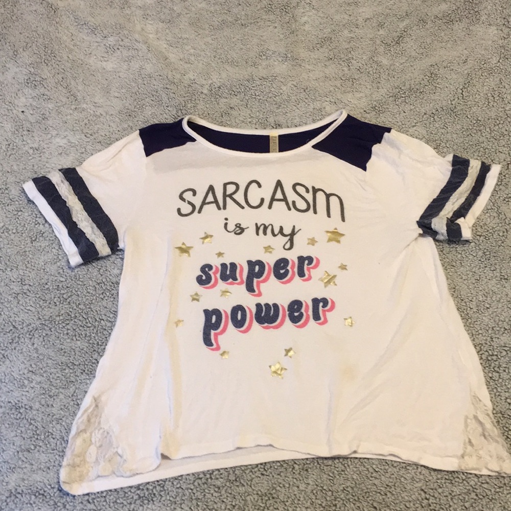 Girls sleep shirt with “SARCASM IS MY SUPER POWER”